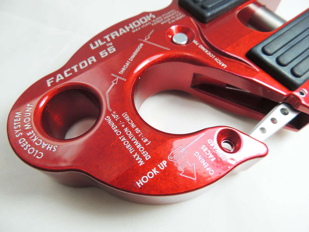 Factor 55 UltraHook Winch Hook W/Shackle Mount Red