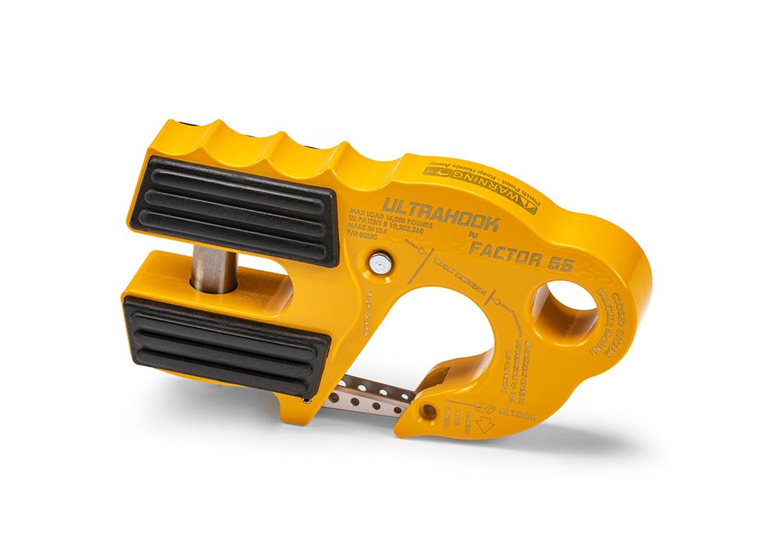 Factor 55 UltraHook Closed System Winch Shackle Mount Yellow