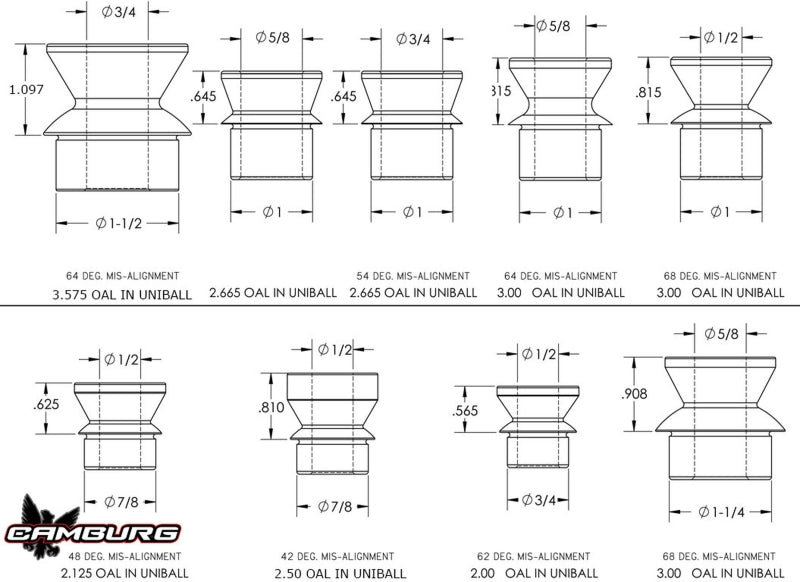 Camburg 1in. x 5/8in. Tall Hi-misalignment Spacers (pair)