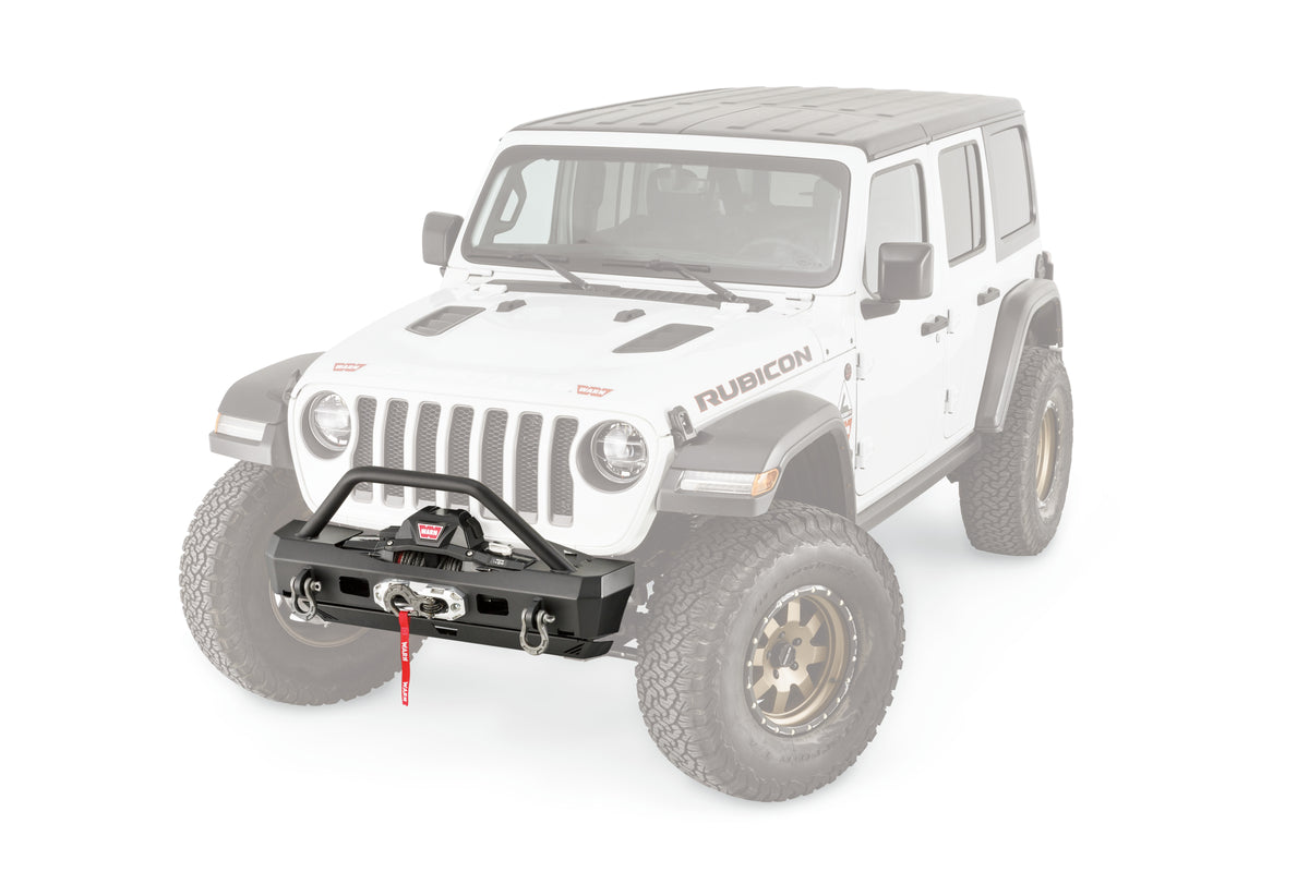 WARN Elite Stubby Front Bumper with Grille Guard Tube for 2018-2026 Jeep Wrangler JL / 2020-2026 Jeep Gladiator JT