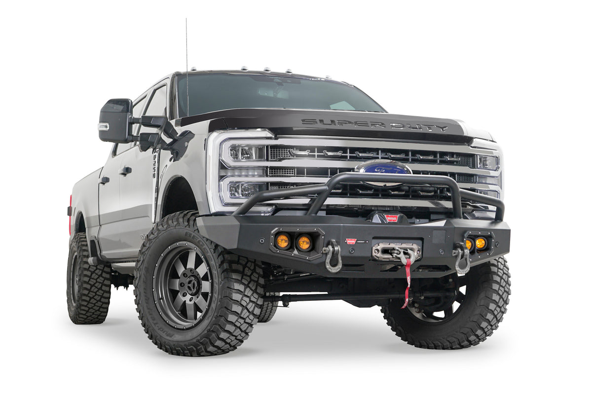 WARN Ascent Front Bumper with Prerunner Grille Guard for 2023-2026 Ford Super Duty