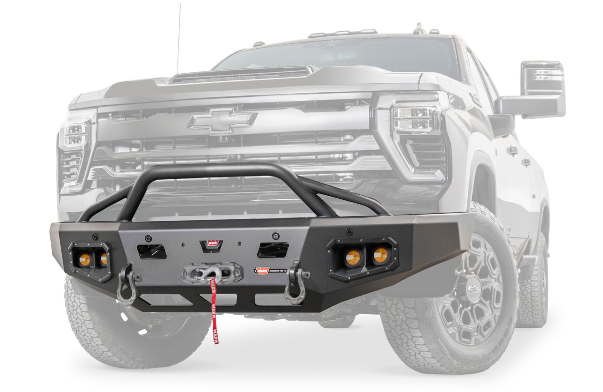 WARN Ascent HD Front Bumper with Prerunner Grille Guard for 2024-2026 Chevrolet Silverado 2500/3500 HD