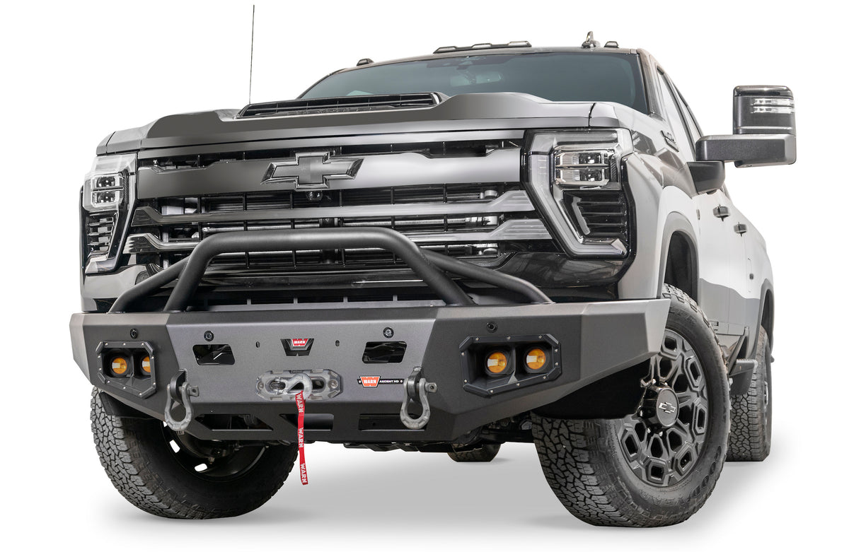 WARN Ascent HD Front Bumper with Prerunner Grille Guard for 2024-2026 Chevrolet Silverado 2500/3500 HD