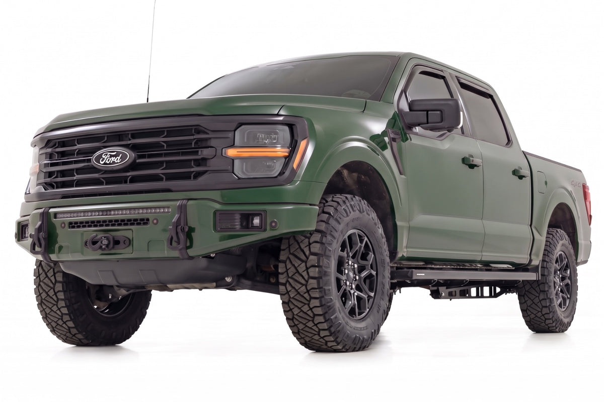 Rough Country FXS Front Bumper | DB Shelter Green | EcoBoost | Ford F-150 2WD/4WD (2021-2025)