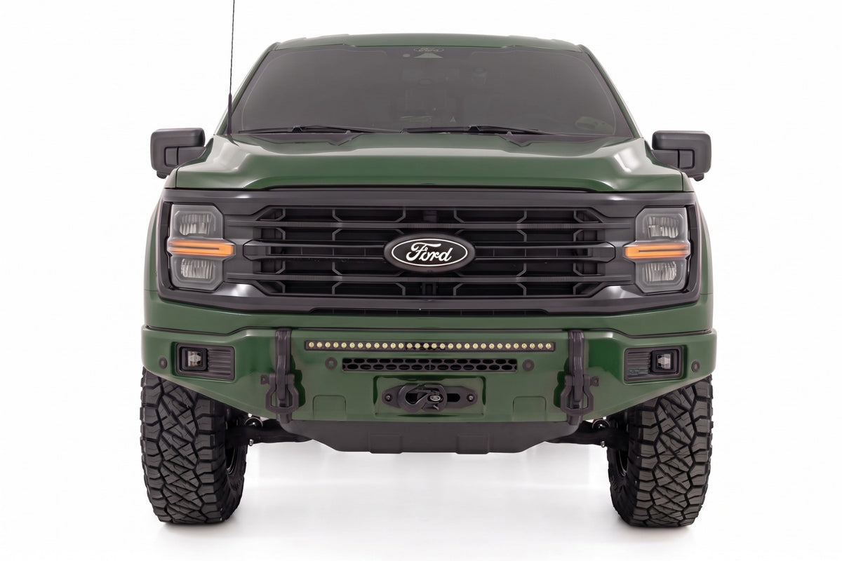 Rough Country FXS Front Bumper | DB Shelter Green | EcoBoost | Ford F-150 2WD/4WD (2021-2025)