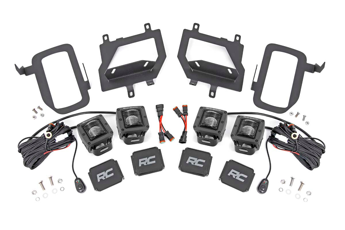 Rough Country LED Light Kit | Fog Mount | Dual 2" Black Pairs | SAE | Ford F-150 (15-17)