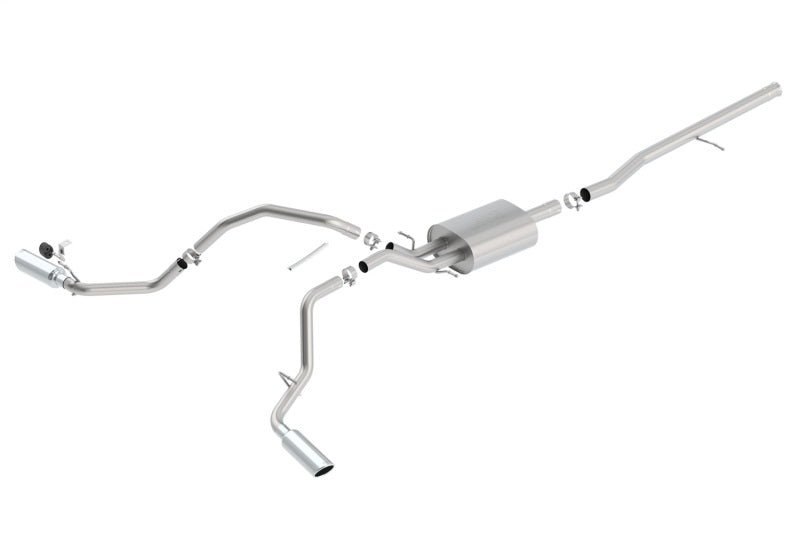 Borla 14 Silv/Sierra C/B Exhaust S-Type 1500 5.3L V8 AT/MT 2&4WD Ext Cab Split Side Exit