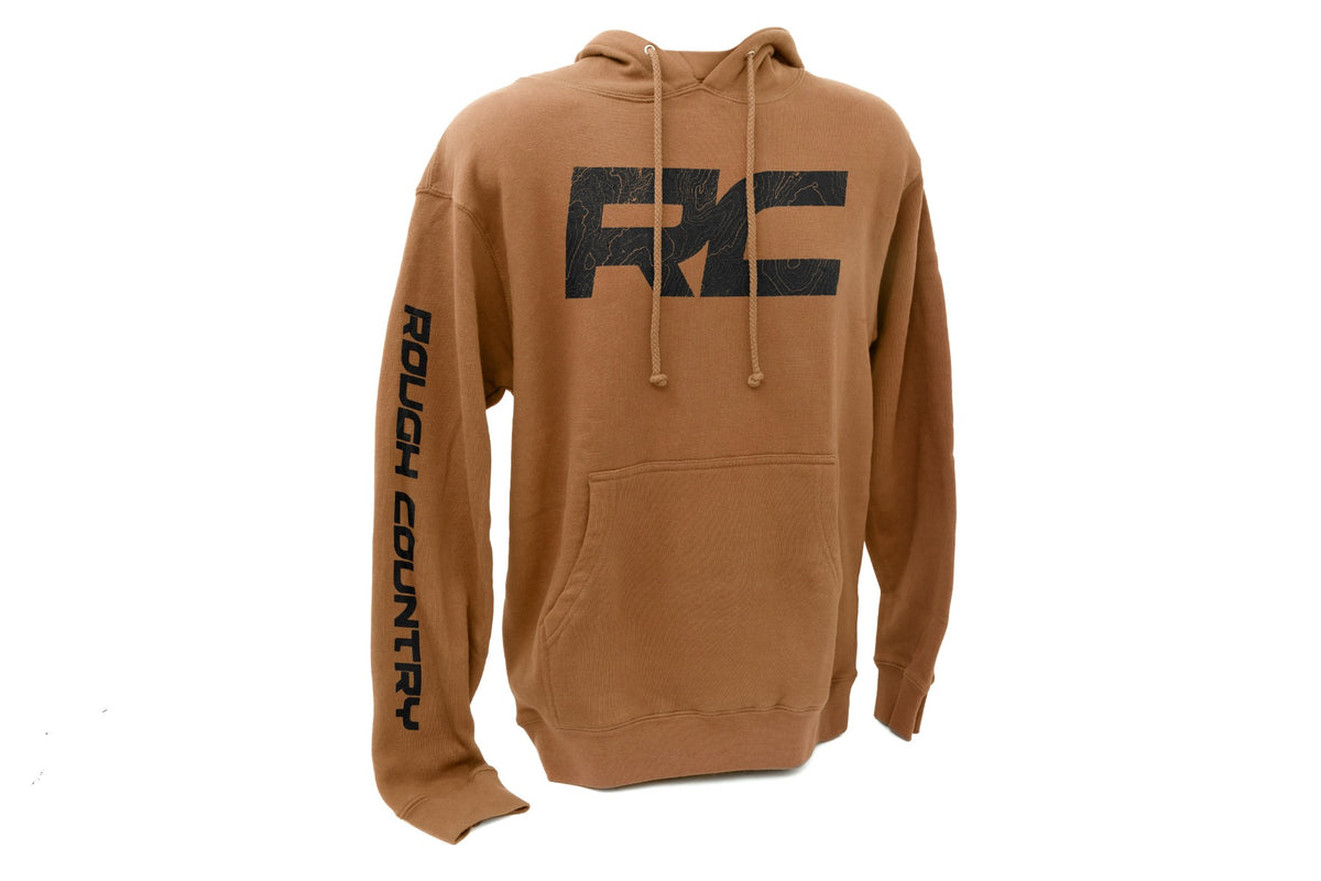 Rough Country Rough Country Hoodie | RC Topographical Sleeve | Saddle | LG