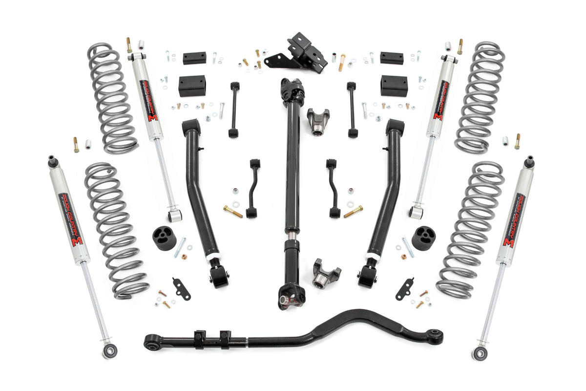 Rough Country 3.5 Inch Lift Kit | Adj Lower | FR D/S | M1 | Jeep Wrangler Unlimited (18-23)