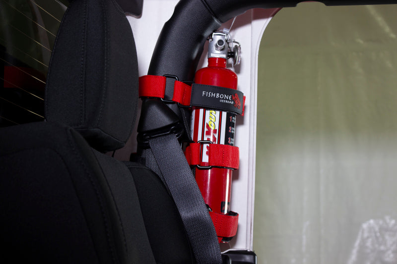 Fishbone Offroad Padded Roll Bar Red Fire Extinguisher Holder