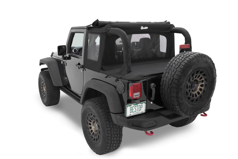 Bestop 07-18 Jeep Wrangler JK 2-Door Halftop Soft Top (Black Diamond)