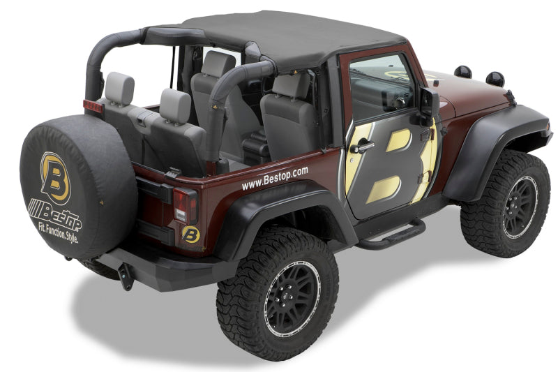 Bestop 10-18 Jeep Wrangler JK 2-Door Header Targa Bikini (Black Diamond)