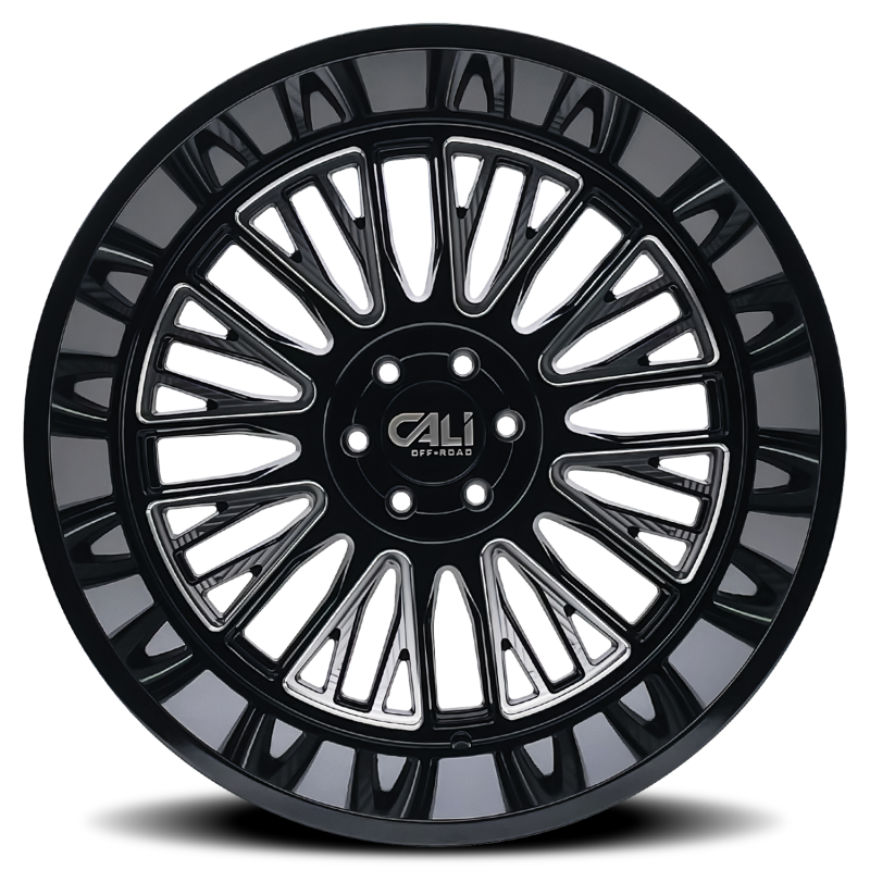 Cali Off-Road 9116 Vertex 26x14 / 8x170 BP / -76mm Offset / 125.2mm Hub Gloss Black Milled Wheel