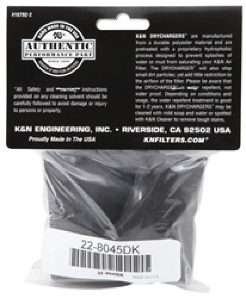 K&N 6in ID x 6inH Closed Top Black Drycharger Air Filter Wrap