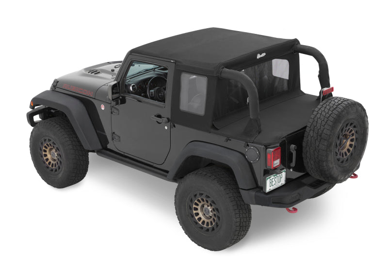 Bestop 07-18 Jeep Wrangler JK 2-Door Halftop Soft Top (Premium Black Twill)