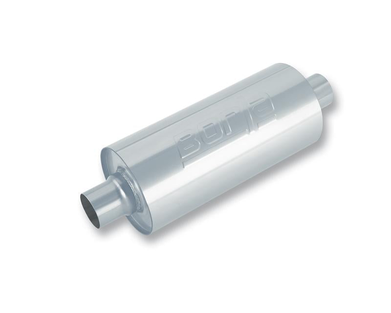 Borla Transverse Flow Notched Muffler - Oval Single Inlet/Dual Outlet 2.5in 19in x 10.5in x 5.5in