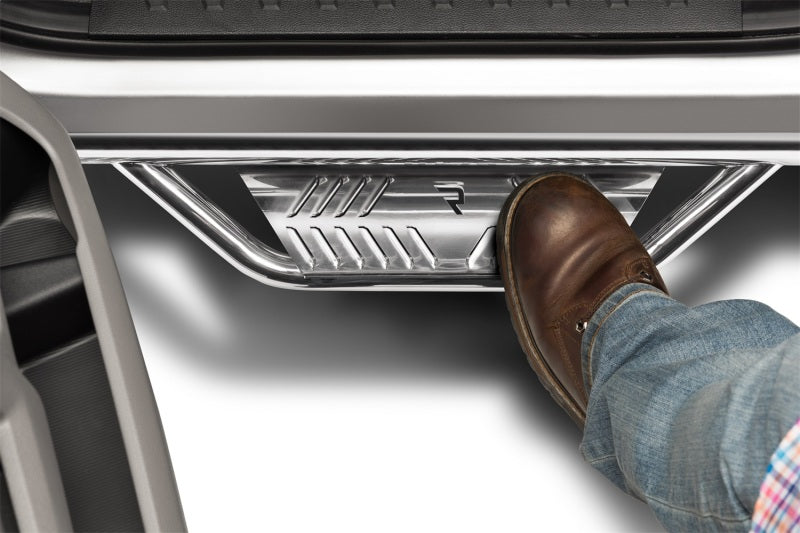 N-Fab Podium SS 2019 Jeep Wrangler JT 4DR Truck - Full Length - Polished Stainless - 3in