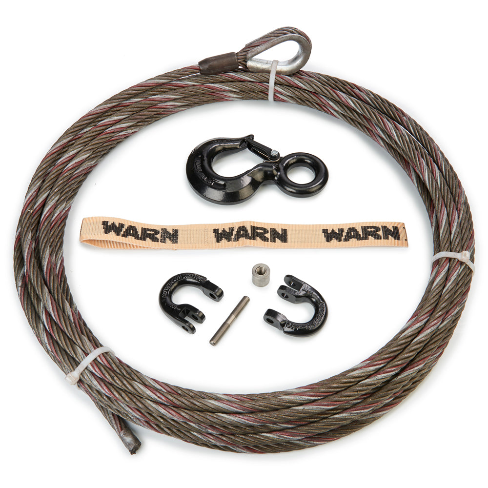 WARN Replacement Steel Winch Rope - Severe Duty - 7/16 in x 100 ft, with Coupling Link and 5-Ton Hook