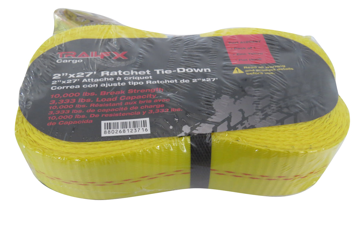 TrailFX Tie Down Strap - Cargo Tie Down 27 Foot Length X 2 Inch Width 3333 Pound (A12029Y)