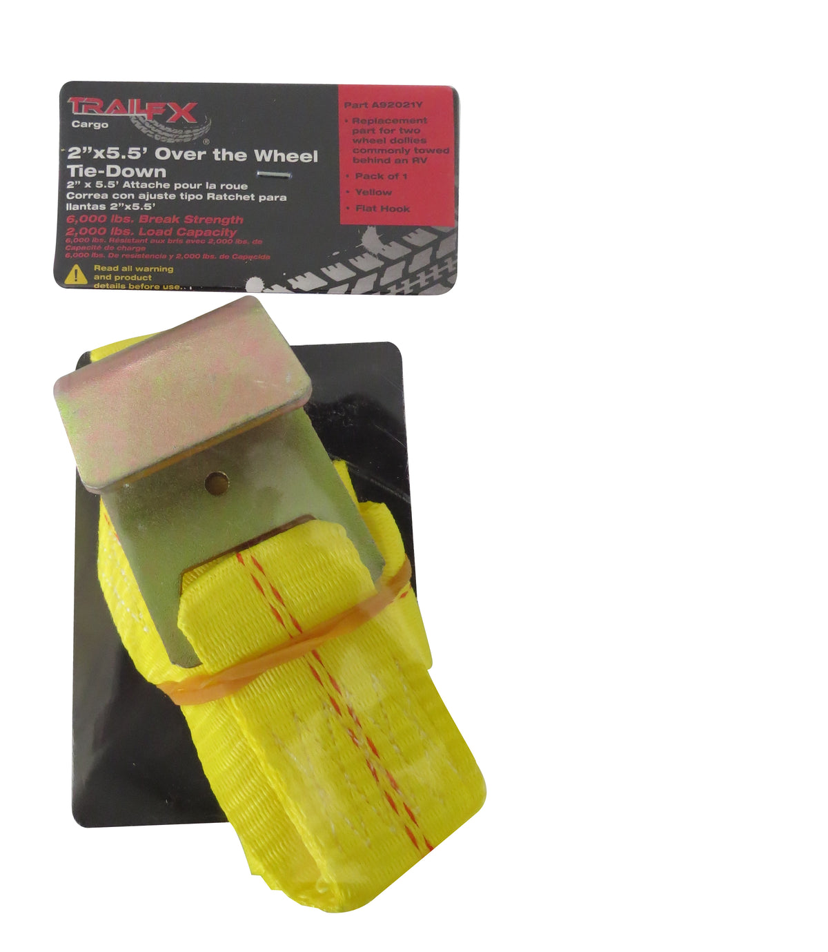TrailFX Tie Down Strap - Over The Wheel Tie Down 5-1/2 Foot Length X 2 Inch Width (A92021Y)