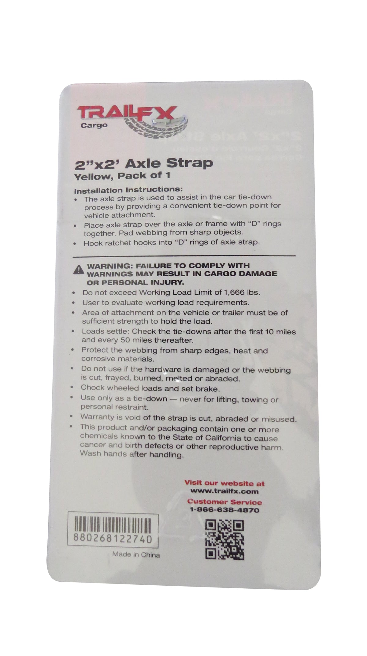 TrailFX Axle Limit Strap - 24 Inch Length X 2 Inch Width 1666 Pound Load Capacity (A92031Y)