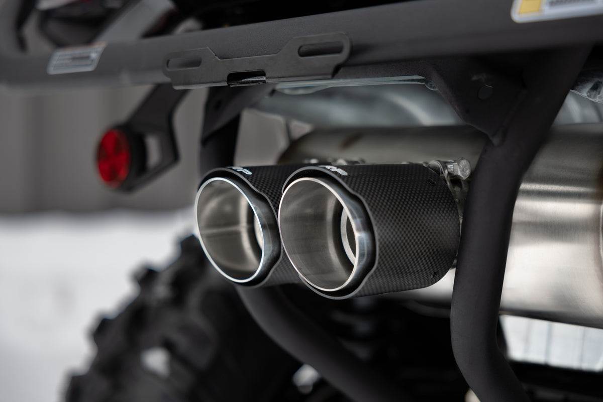 MBRP 25-Up Can-Am Outlander 850/1000R 6-Inch Single Slip-on System, Dual Outlet with CF Tips, Performance Series