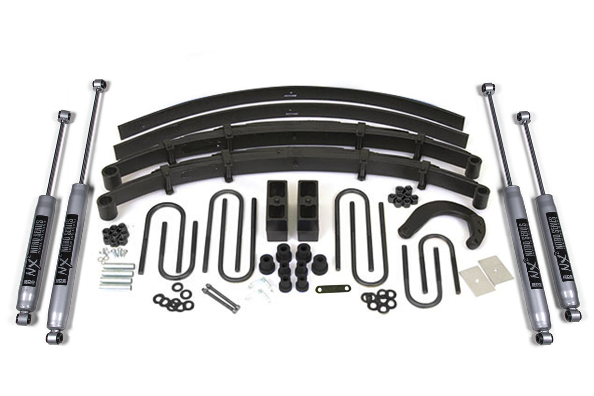 BDS Suspension 6 Inch Lift Kit Chevy/GMC 1/2 Ton Truck/SUV 73-76 4WD Leaf Springs NX2 Nitro Shocks (BDS117H)