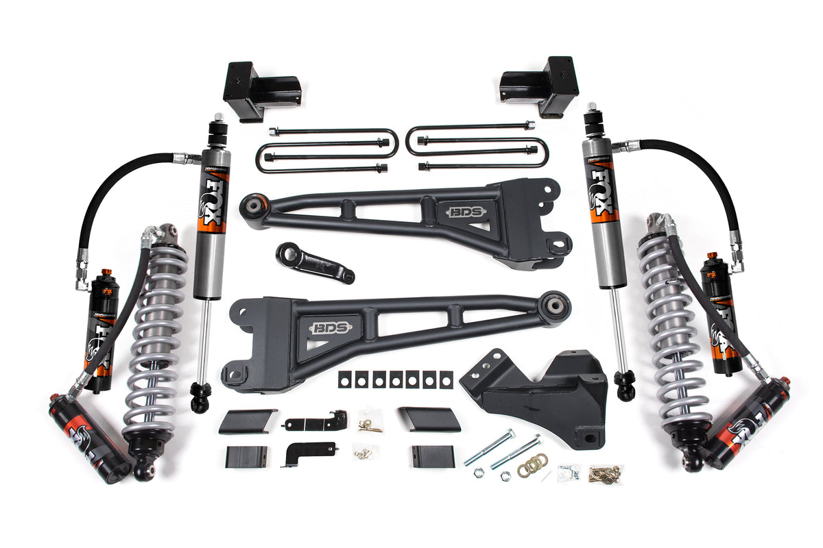 BDS Suspension 20-22 Ford F-450 4WD 4 Inch Coilover Radius Arm Suspension Lift Kit, 3.5 Inch Rear, Block - Fox 2.5 Performance Elite Series C/O Front, Fox 2.5 Performance Elite Series Rear BDS Suspension (BDS1224PES)