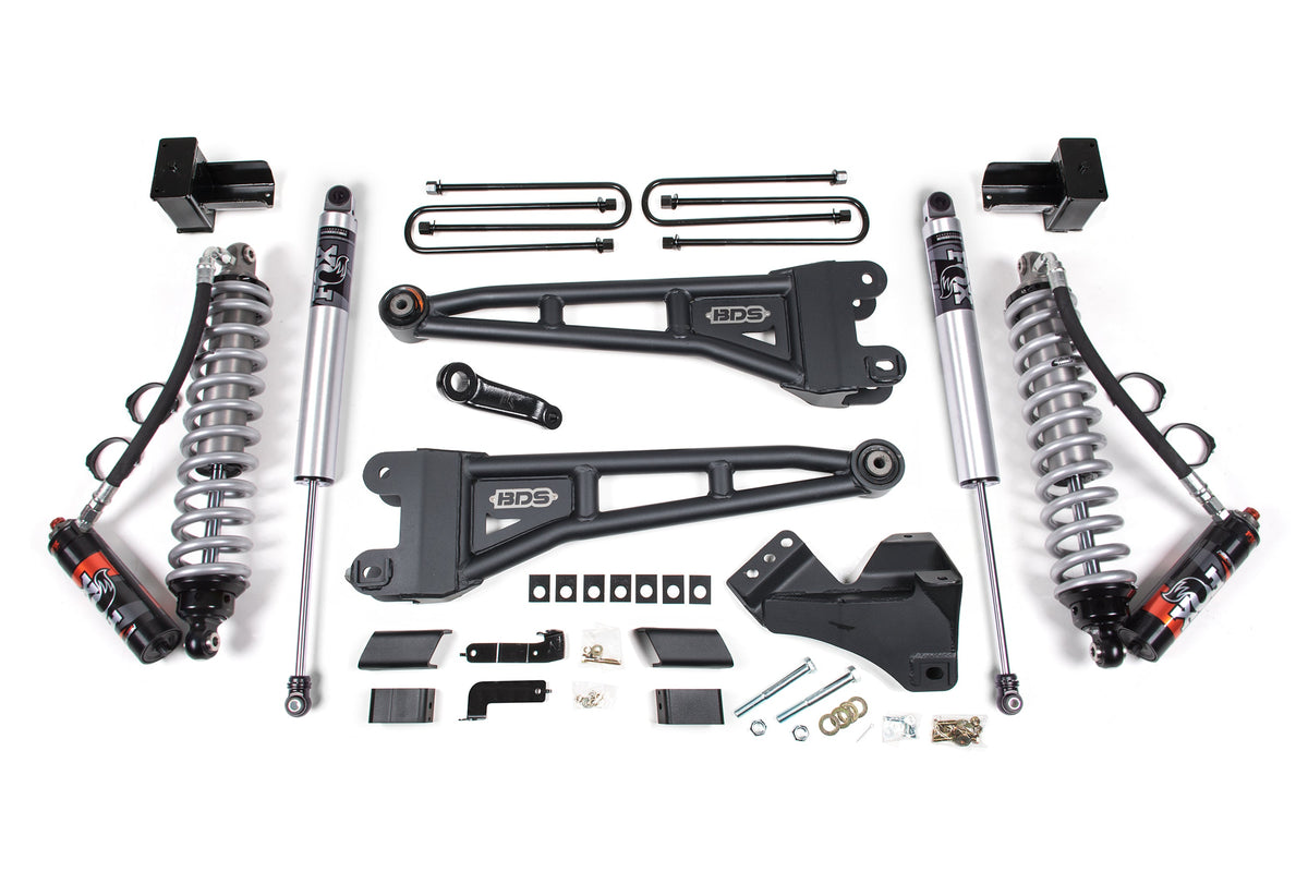 BDS Suspension 20-22 Ford F-450 4WD 4 Inch Radius Arm Suspension Lift Kit, 3.5 Inch Rear, Block - Fox 2.5 Performance Elite Series C/O Front, Fox 2.5 IFP Performance Series Rear BDS Suspension (BDS1224PPS)