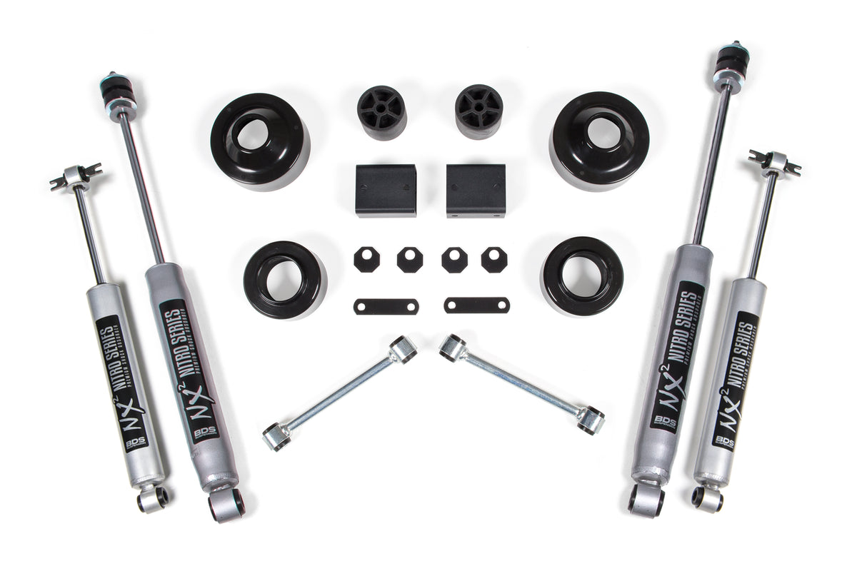 BDS Suspension 2 Inch Lift Kit Coil Spacer Jeep Wrangler JK 07-11 2-Door NX2 Nitro Shocks (BDS1401H)