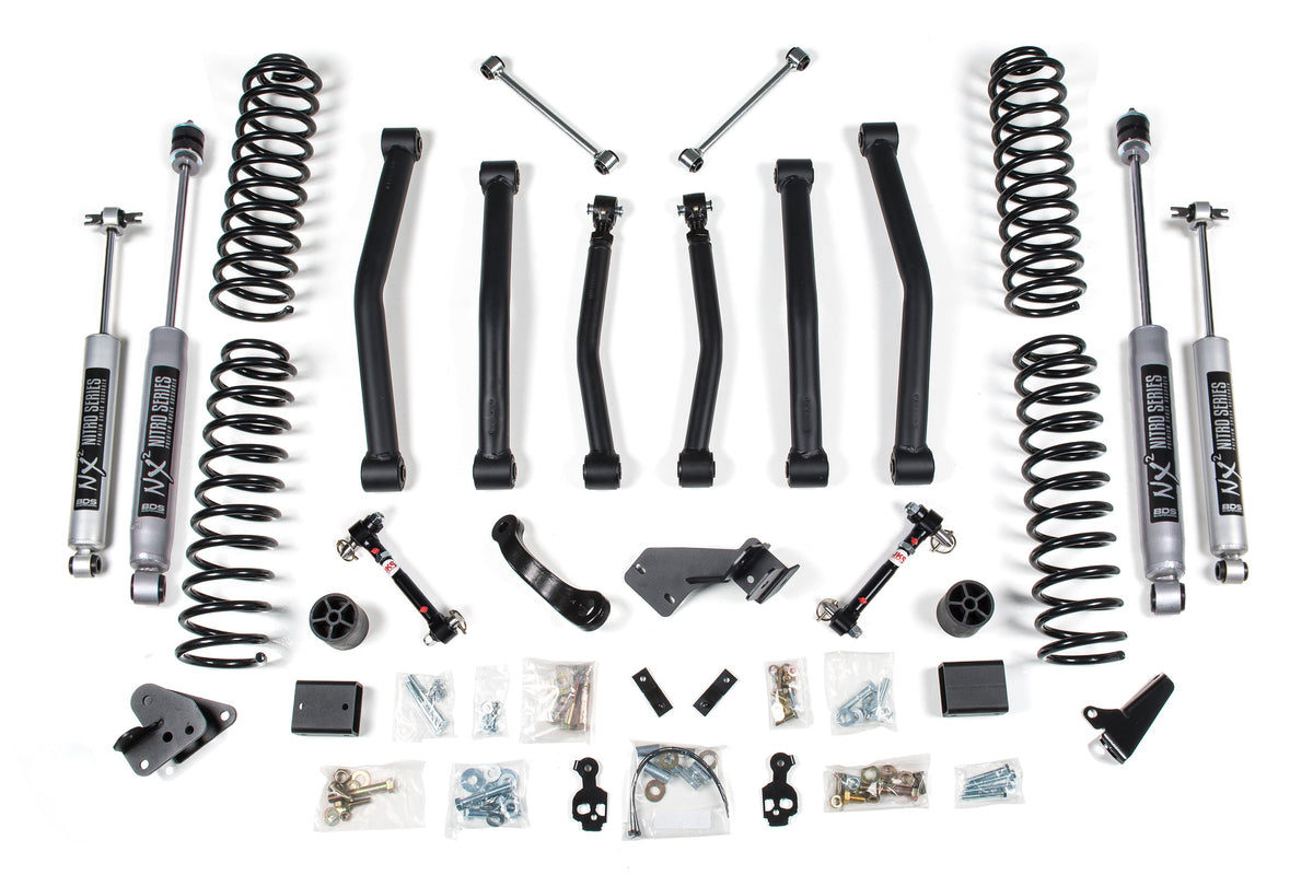 BDS Suspension 4.5 Inch Lift Kit Jeep Wrangler JK 07-11 4-Door Sway Bar Disconnects NX2 Nitro Shocks (BDS1413H)