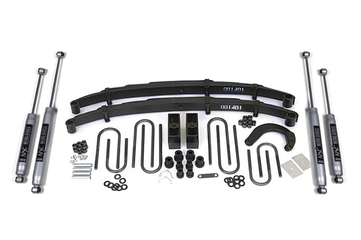 BDS Suspension 4 Inch Lift Kit Chevy/GMC 1/2 Ton Truck/SUV 88-91 4WD Leaf Springs W/ NX2 Nitro Shocks (BDS141H)