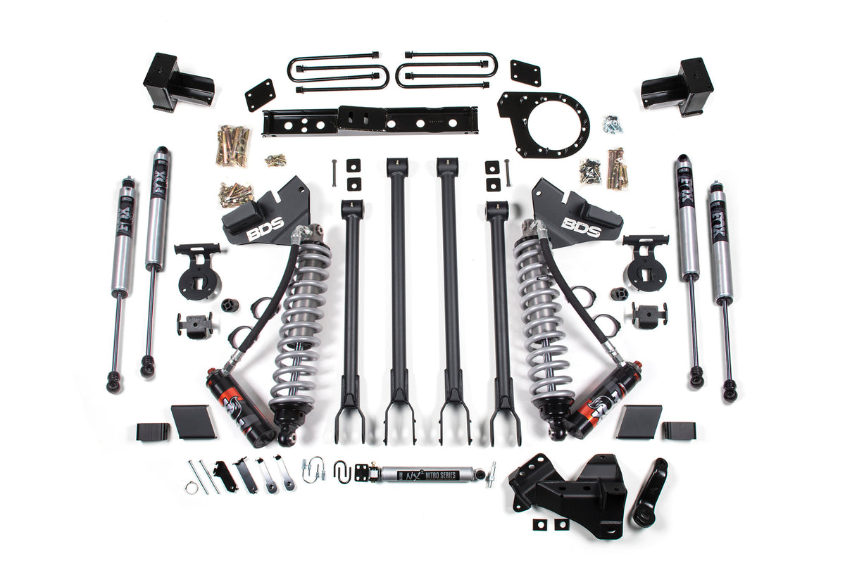 BDS Suspension 6 Inch Lift Kit w/ 4-Link FOX 2.5 Performance Elite Coil-Over Conversion Ford F250/F350 Super Duty 17-19 4WD Diesel Block Kit Fox 2.0 Performance Shocks (BDS1528FPE)