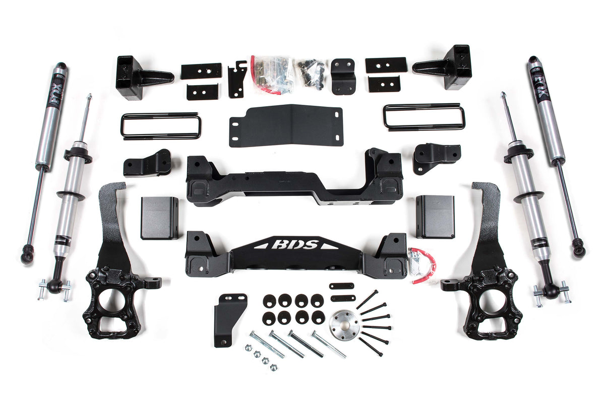 BDS Suspension 6 Inch Lift Kit FOX 2.0 Internal Floating Piston Strut Ford F150 15-20 4WD 5 Inch Block With Fox 2.0 Performance Shocks (BDS1532FSR)