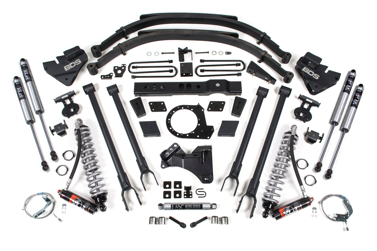 BDS Suspension 8 Inch Lift Kit w/ 4-Link FOX 2.5 Performance Elite Coil-Over Conversion Ford F250/F350 Super Duty 17-19 4WD Diesel (BDS1541FPE)