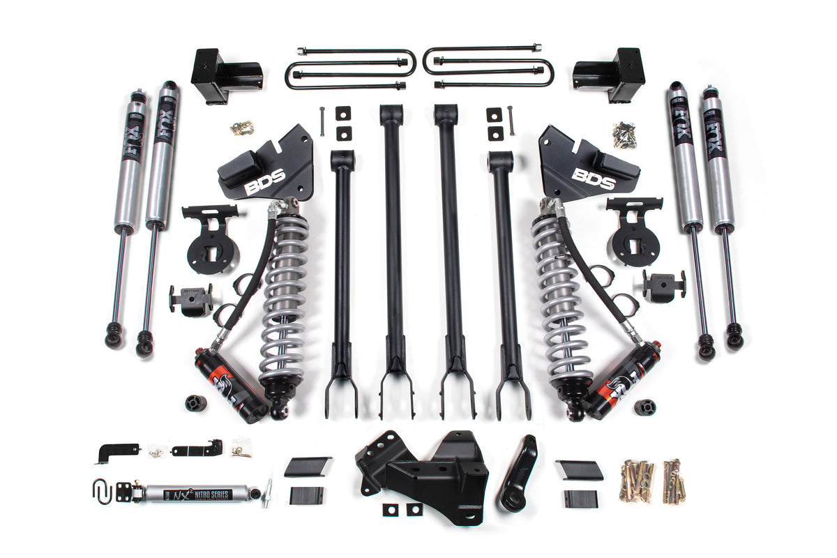 BDS Suspension 4 Inch Lift Kit w/ 4-Link FOX 2.5 Performance Elite Coil-Over Conversion Ford F350 Super Duty DRW 20-22 4WD Diesel (BDS1565FPE)