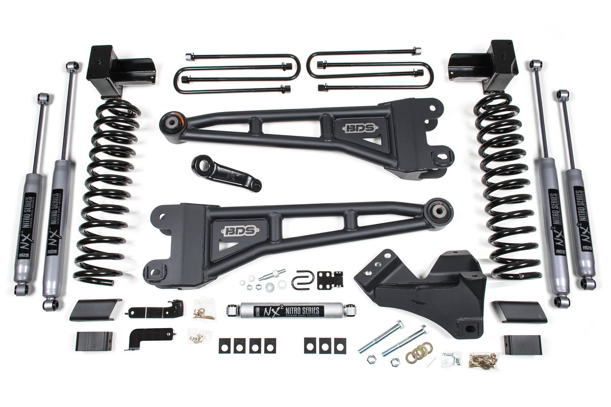 BDS Suspension 4 Inch Lift Kit w/ Radius Arm Ford F350 Super Duty DRW 17-19 4WD Diesel Fox 2.0 Performance Shocks (BDS1575FS)