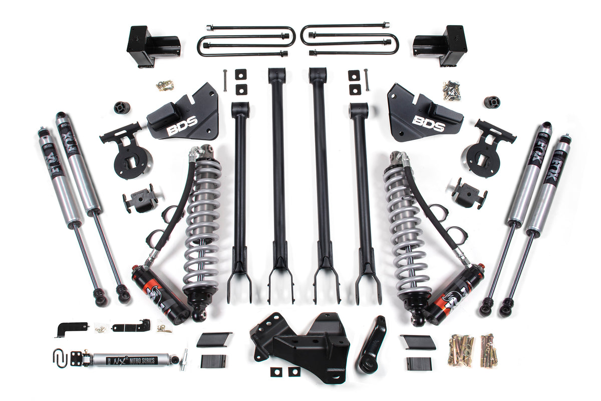 BDS Suspension 4 Inch Lift Kit w/ 4-Link FOX 2.5 Performance Elite Coil-Over Conversion Ford F350 Super Duty DRW 17-19 4WD Diesel (BDS1577FPE)