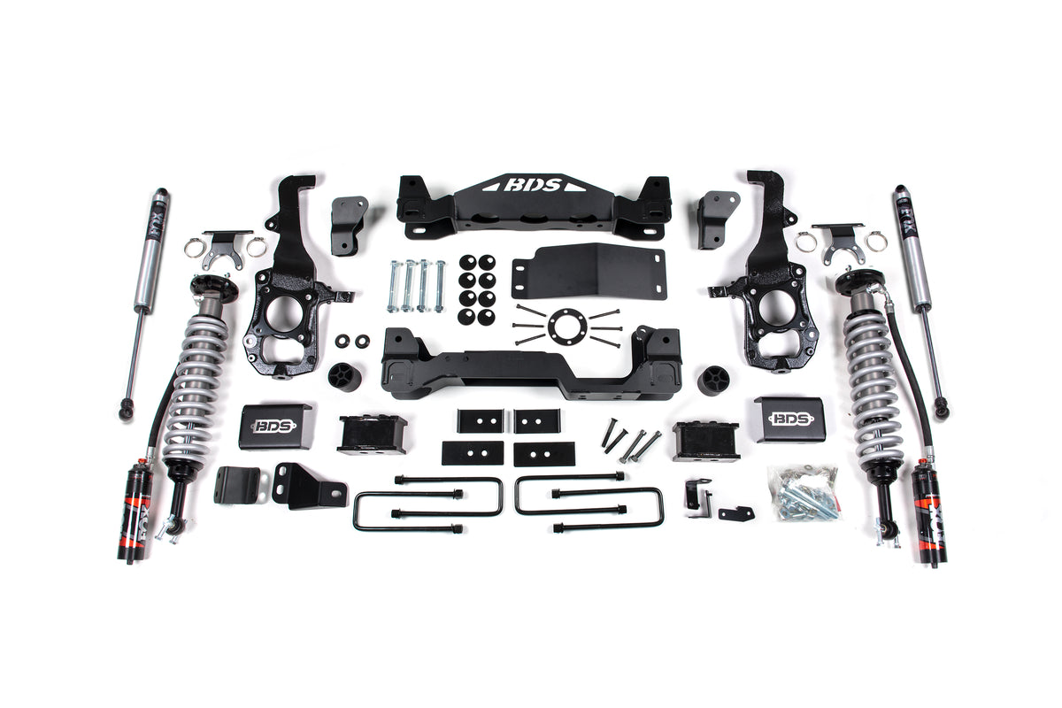 BDS Suspension 4 Inch Lift Kit FOX 2.5 Performance Elite Coil-Over Ford F150 21-24 4WD 3 Inch Block (BDS1583FPE)