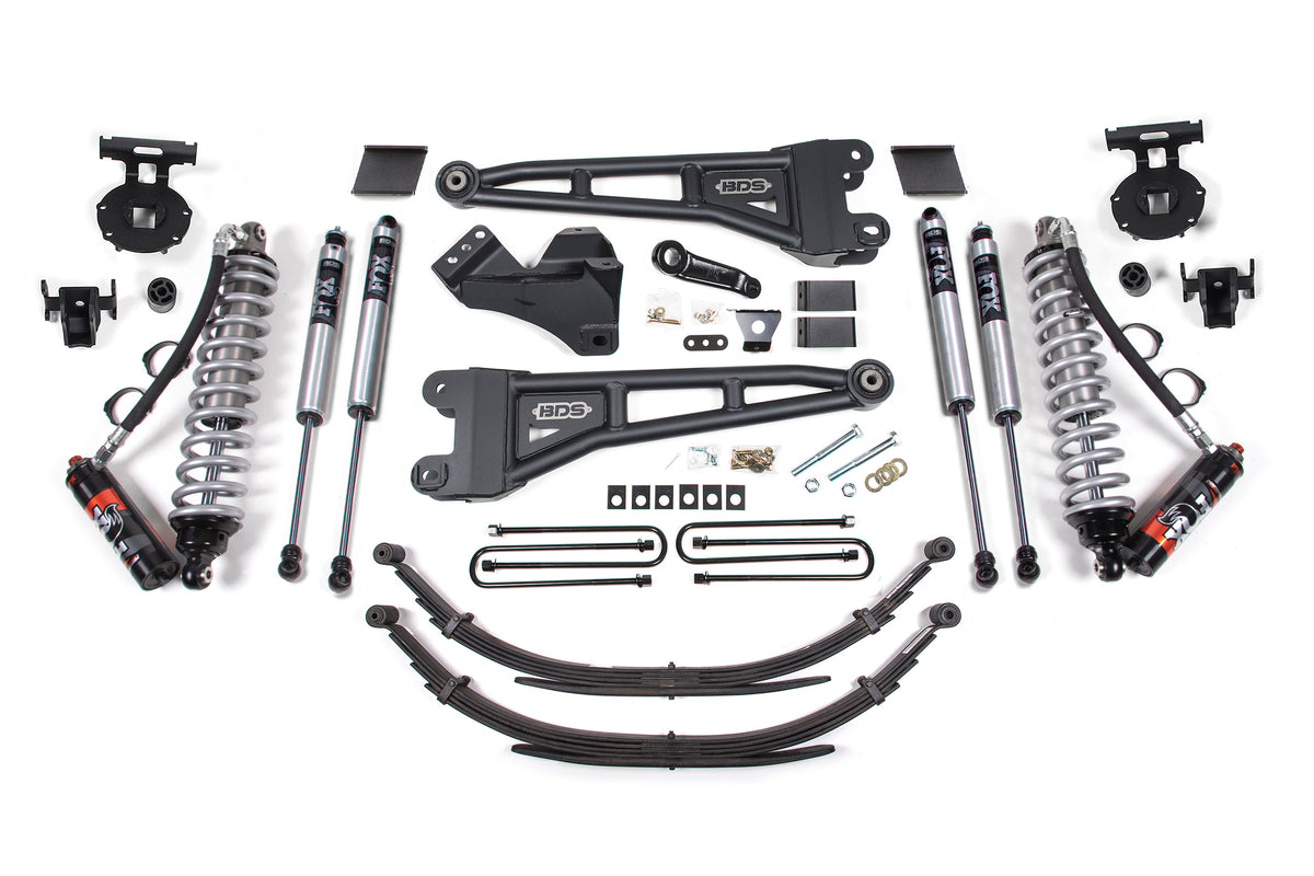 BDS Suspension 6 Inch Lift Kit w/ Radius Arm FOX 2.5 Performance Elite Coil-Over Conversion Ford F250/F350 Super Duty 11-16 4WD Diesel Factory 2 Inch Rear Blocks (BDS1592FPE)