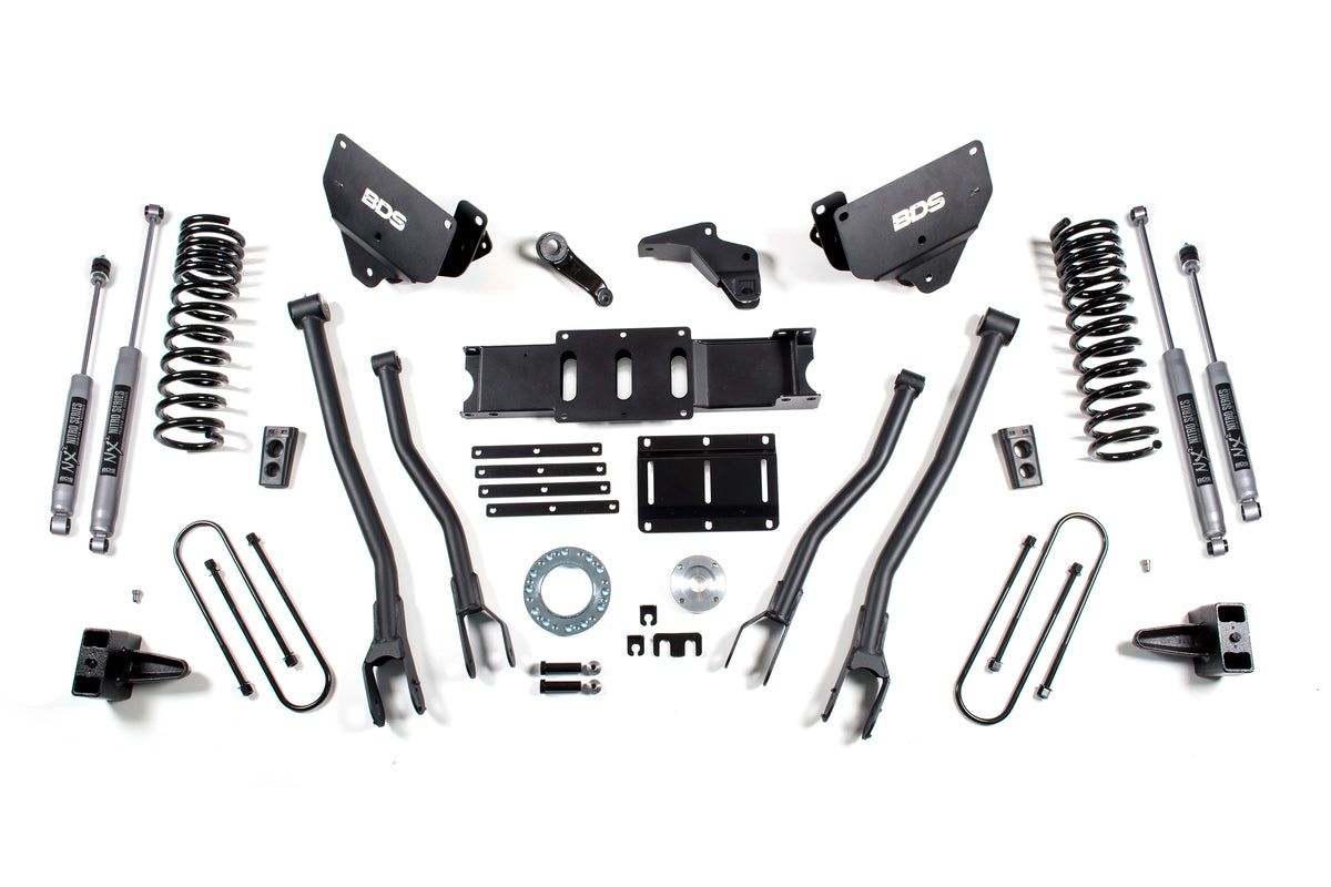 BDS Suspension 6 Inch Lift Kit w/ 4-Link Ram 3500 13-18 4WD Diesel Leaf Springs 6 Bolt Indexing Ring Fox 2.5 Performance Elite Shocks (BDS1618FPE)
