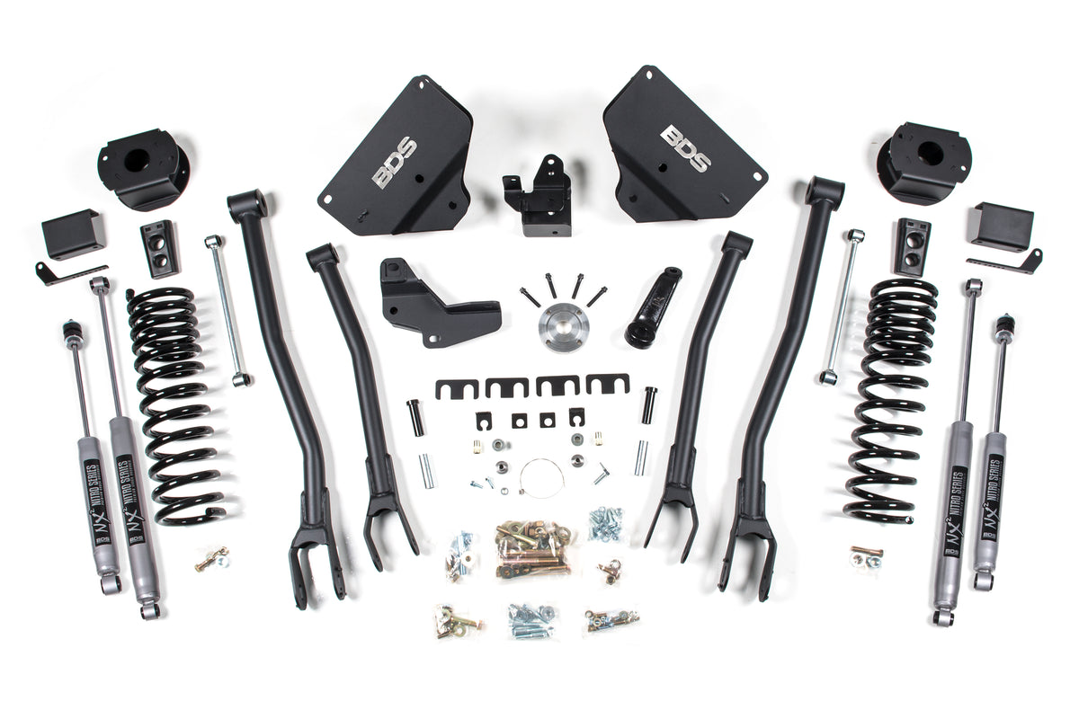 BDS Suspension 4 Inch Lift Kit w/ 4-Link Ram 2500 w/ Rear Air Ride 14-18 4WD Diesel NX2 Nitro Shocks (BDS1632H)