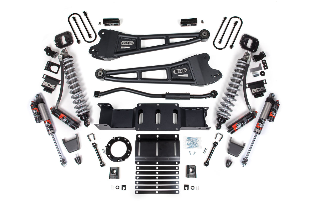 BDS Suspension 19-24 Ram 3500 4WD 3 Inch Radius Arm Suspension Lift Kit, 2 Inch Rear, Block w/Overload, 6 Bolt Diesel - Fox 2.5 Performance Elite Series C/O Front, Fox 2.5 Performance Elite Series Rear BDS Suspension (BDS1654PES)