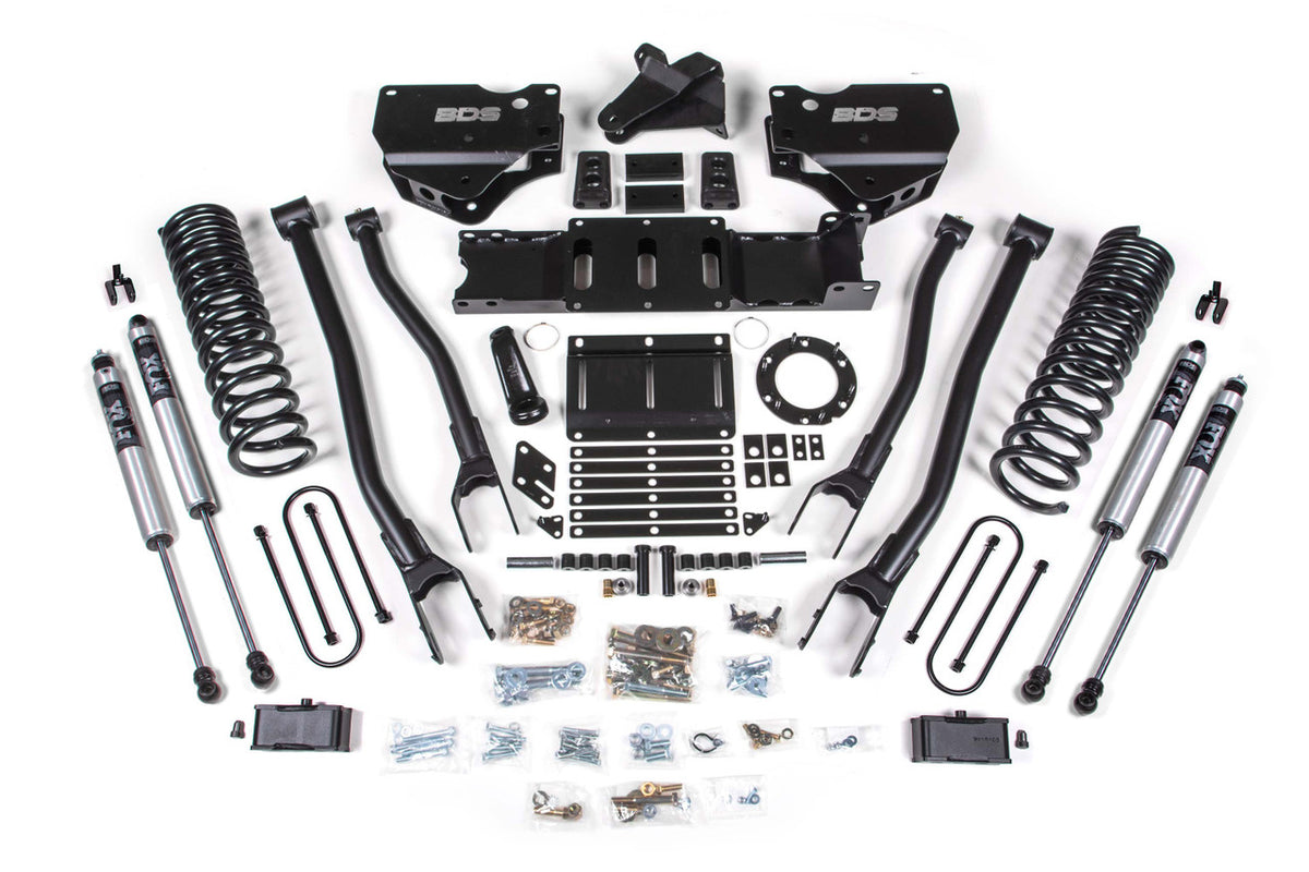BDS Suspension 4 Inch Lift Kit w/ 4-Link Ram 3500 19-23 4WD Gas Without Factory Rear Overload Leaf Fox 2.0 Performance Shocks (BDS1676FS)