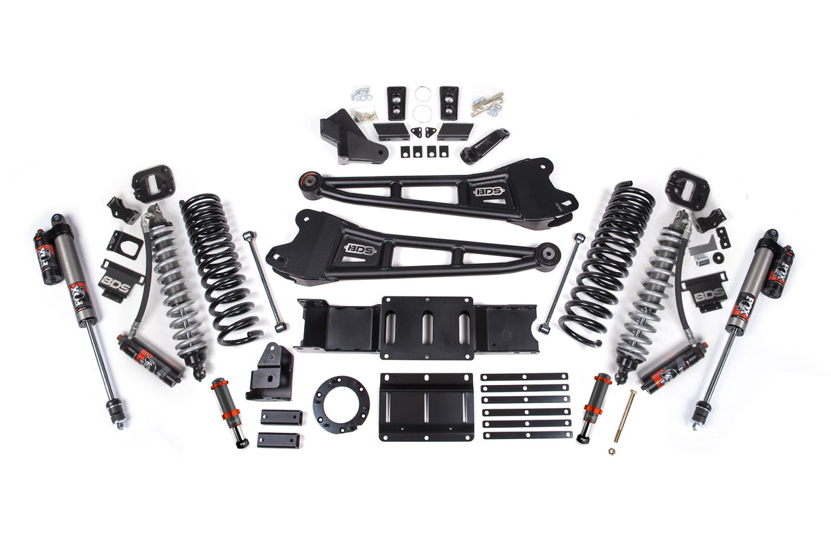 BDS Suspension 19-24 Ram 2500 4WD 6 Inch Radius Arm Suspension Lift Kit, 4.5 Inch Rear, Coil Spring, Diesel - Fox 2.5 Performance Elite Series C/O Front, FOX 2.0 Front Bump, Fox 2.5 Performance Elite Series Rear BDS Suspension (BDS1680PESB)