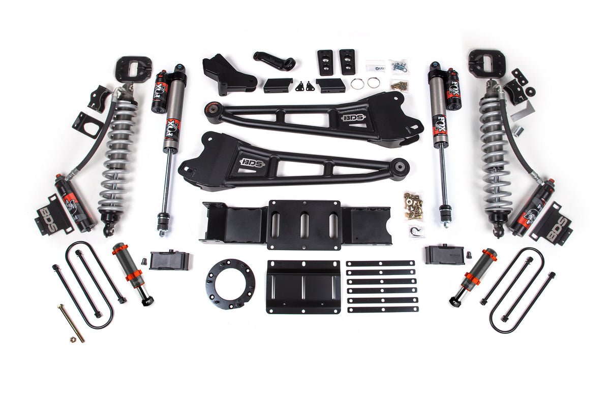 BDS Suspension 19-24 Ram 3500 4WD 6 Inch Radius Arm Suspension Lift Kit, 5 Inch Rear, Block w/o Overload, 6 Bolt Diesel - Fox 2.5 Performance Elite Series C/O Front, FOX 2.0 Front Bump, Fox 2.5 Performance Elite Series Rear BDS Suspension (BDS1682PESB)
