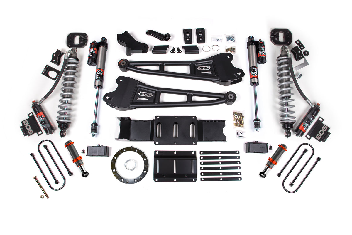 BDS Suspension 19-24 Ram 3500 4WD 6 Inch Radius Arm Suspension Lift Kit, 5 Inch Rear, Block w/o Overload, 8 Bolt Diesel - Fox 2.5 Performance Elite Series C/O Front, FOX 2.0 Front Bump, Fox 2.5 Performance Elite Series Rear BDS Suspension (BDS1684PESB)