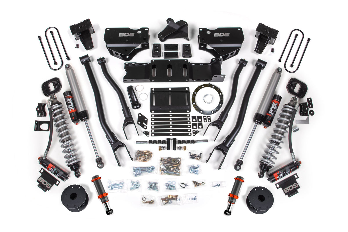 BDS Suspension 19-24 Ram 3500 4WD 6 Inch 4-Link Suspension Lift Kit, 5 Inch Rear, Block w/ Overload, 6 Bolt Diesel - Fox 2.5 Performance Elite Series C/O Front, FOX 2.0 Front Bump, Fox 2.5 Performance Elite Series Rear BDS Suspension (BDS1691PESB)