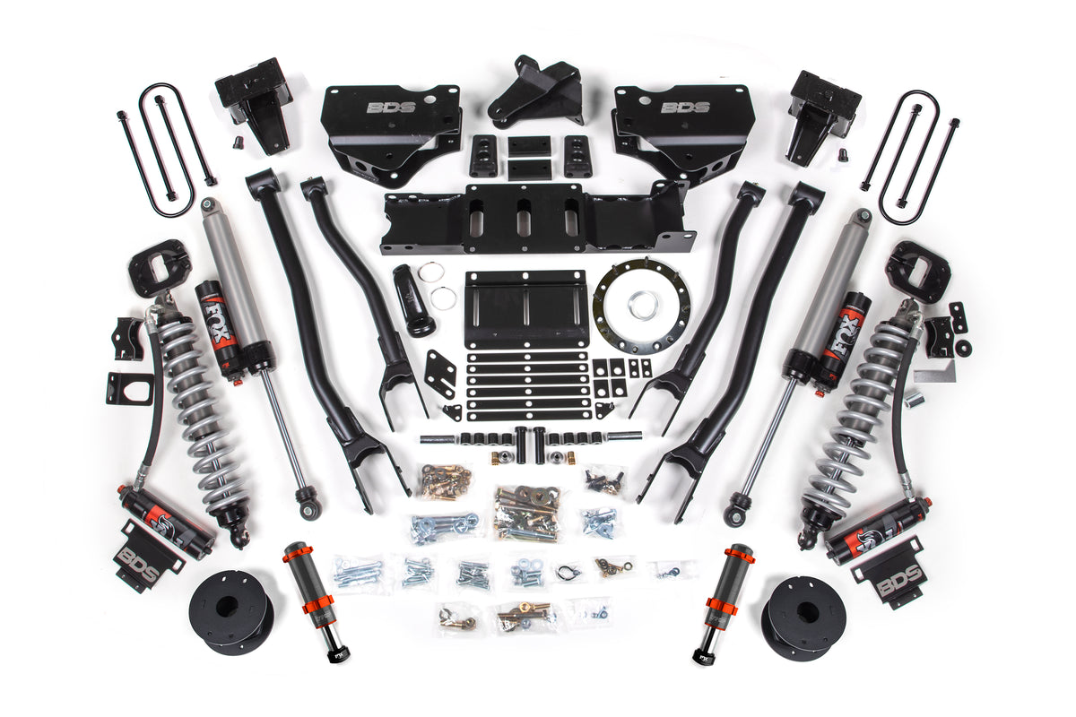 BDS Suspension 19-24 Ram 3500 4WD 6 Inch 4-Link Suspension Lift Kit, 5 Inch Rear, Block w/ Overload, 8 Bolt Diesel - Fox 2.5 Performance Elite Series C/O Front, FOX 2.0 Front Bump, Fox 2.5 Performance Elite Series Rear BDS Suspension (BDS1693PESB)