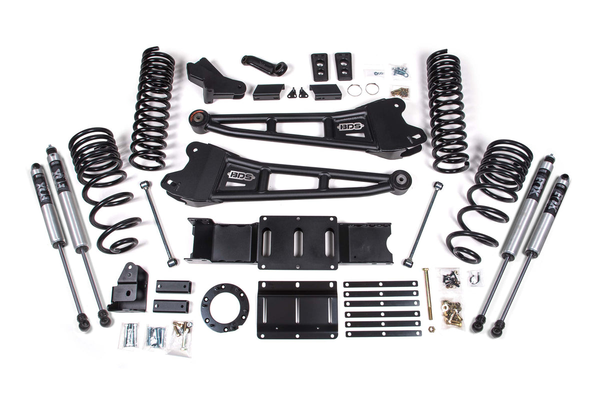 BDS Suspension 4 Inch Lift Kit w/ Radius Arm Ram 3500 19-23 4WD Gas No Factory Rear Overload Leaf Fox 2.0 Performance Shocks (BDS1702FS)